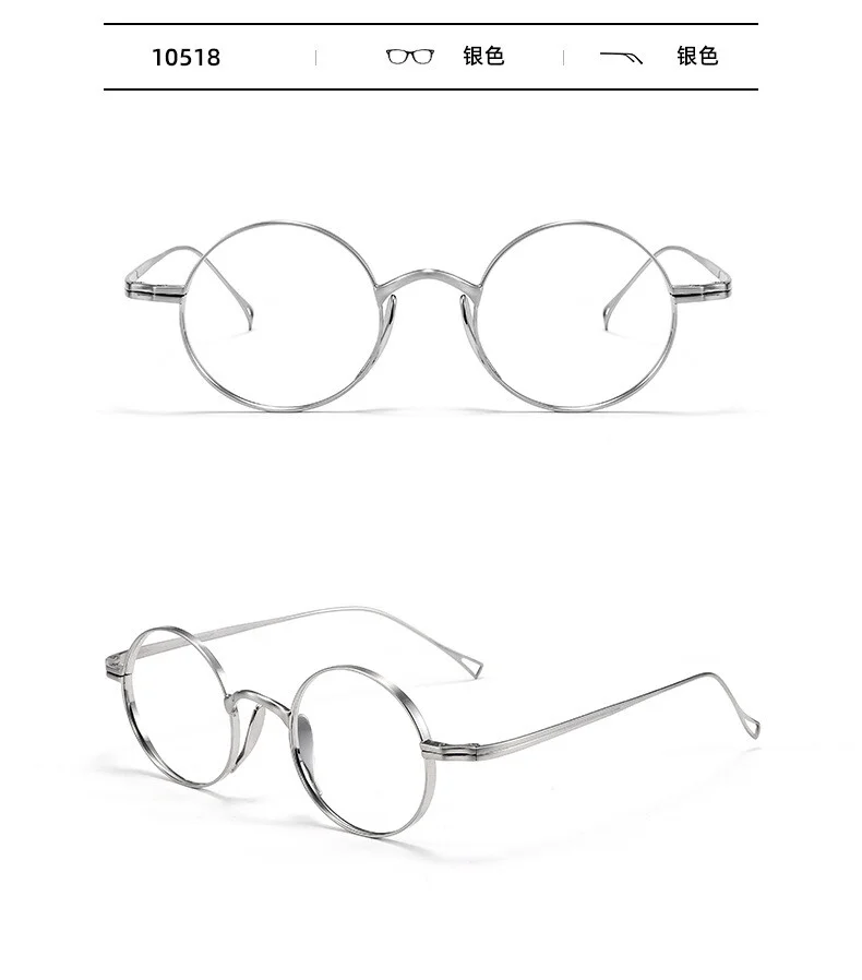 Pure titanium Eyeglass Frames Ultralight Luxury Glasses Retro Round Spectacles 3