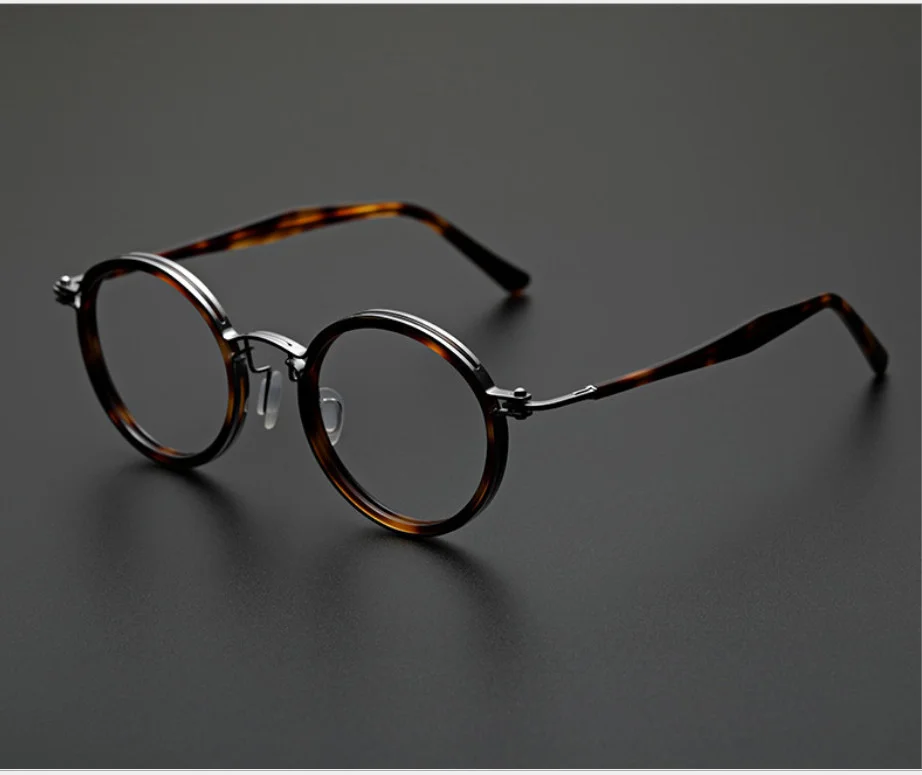 Pure Titanium Hand Made Retro Eyeglass Frames Round Japanese Spectacles Glasses 4