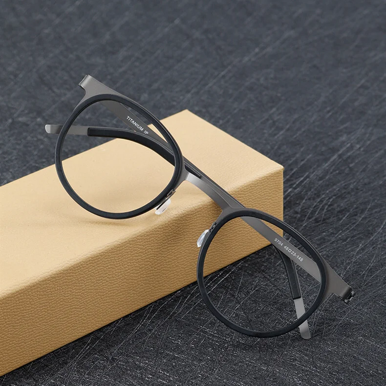 Pure Titanium Retro Round Eyeglass frame Ultralight Women Men Glasses Spectacles