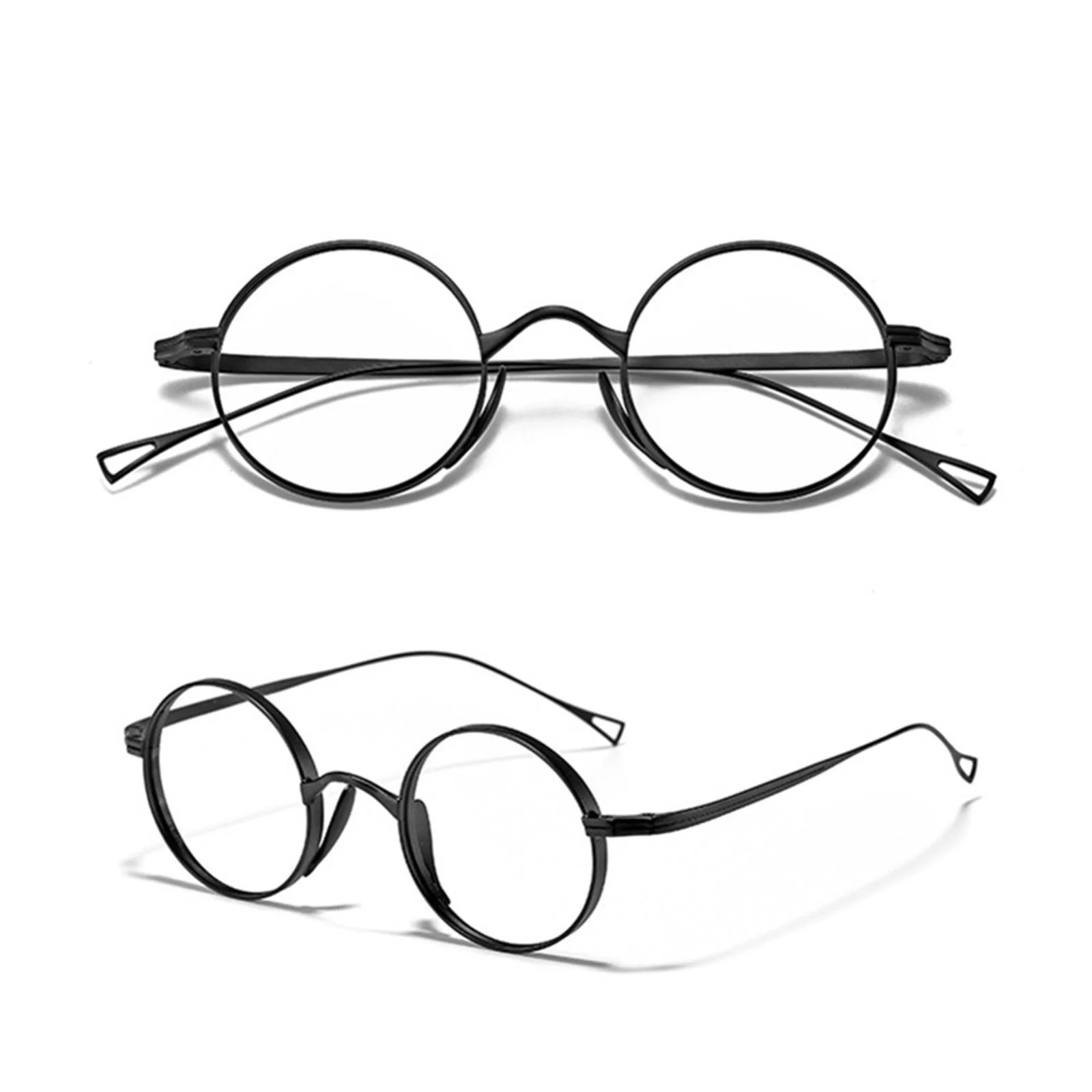 Unisex Classic Titanium Retro 45mm Round Eyeglasses Frames Fashion Black qw 4